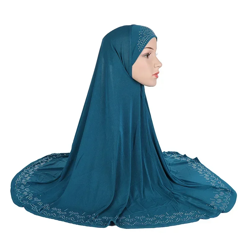 fashion Big size L 90*80cm muslim amira hijab with rhinestones pull on islamic scarf head wrap pray scarf headbands H058