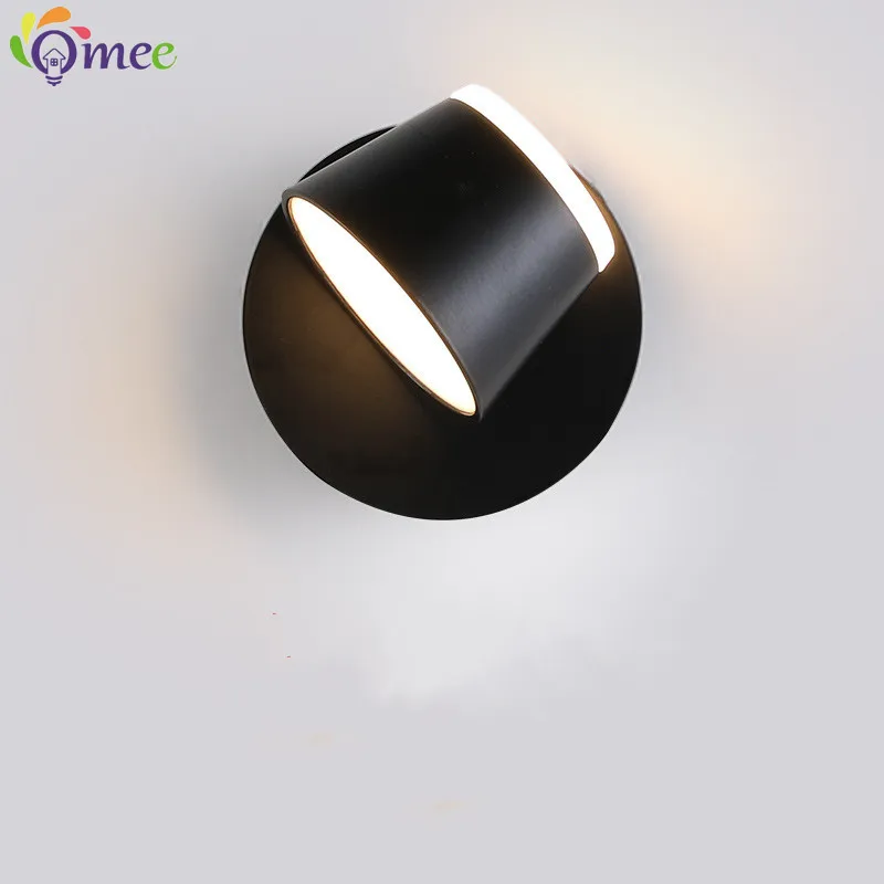 LED Indoor Wall Lamp Ratable Bathroom Mirror Light Black White Bedside Wall Lamps For Bedroom Living Room Aisle Lighting Fixture