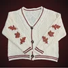 Autumn Leaves Cardigan Women Fall Winter Red Embroidered Knitted Sweater Female Maple Leaf Oversized Cardigan Y2k Folklore Girl 4