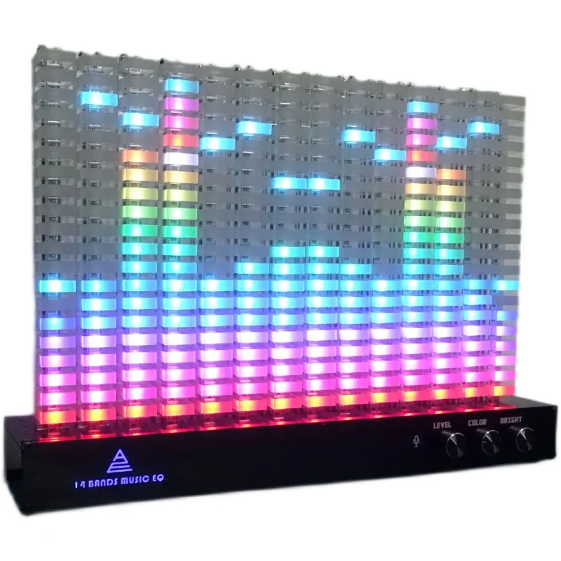 

14 segment dual 7 spectrum analyzer liquid level indicator music light LED acrylic lamp post VU