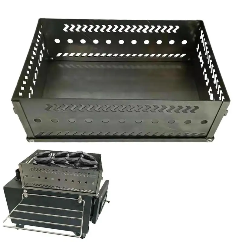 

Stainless Steel Charcoal Basket Foldable Sauna Stone Holder Heat-resistant Camping Stove Accessories For Campers Friends Parents