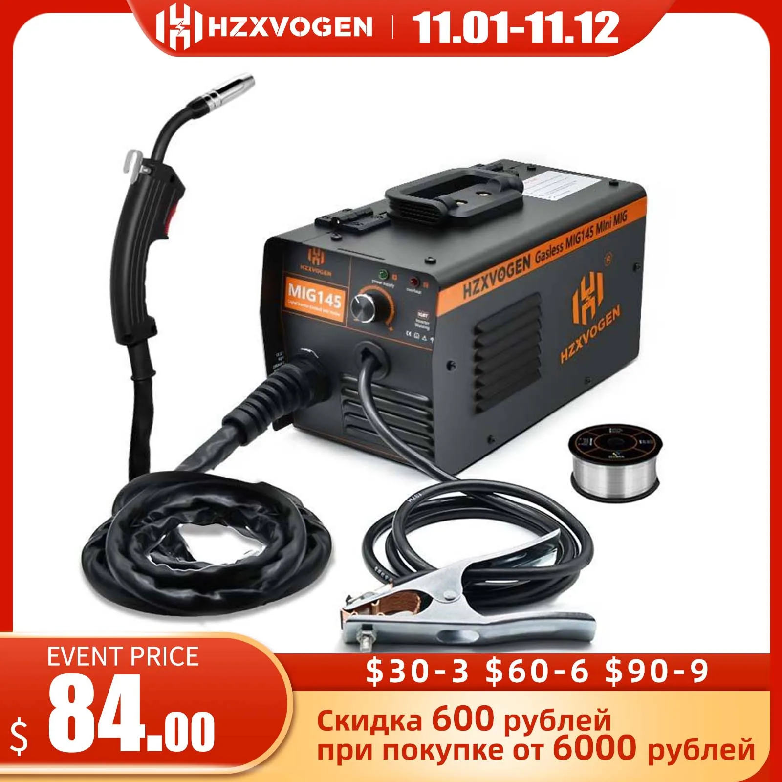 Hzxvogen Mig145 Semi-automatic Non Gas Welding Machine Mig Welder With 1kg 0.8mm Flux Core 0.4-4mm For Gasless Iron Soldering - Mig Welders - AliExpress