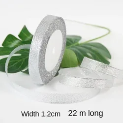 Gold and Silver Metallic Glitter Ribbon - 25 - Yard Roll for DIY Crafts, Sewing, and Gift Wrapping (12mm silver Glitter)