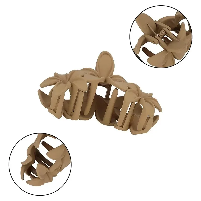 2pcs Flower Hair Clip, Women's Retro Temperament Multifunctional Board Headpiece, Frosted Shark Clip, Creative and Interesting