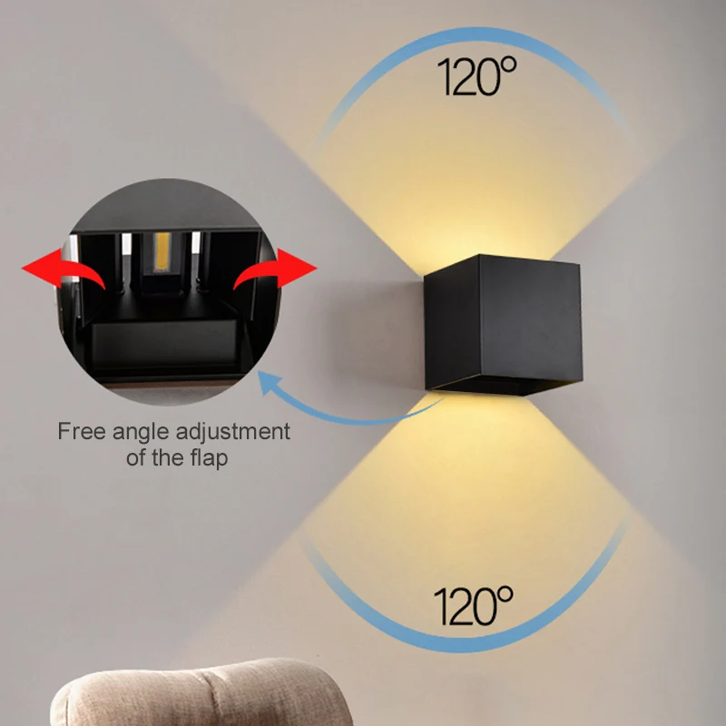 LED 벽 램프, IP65 방수 야외 인테리어, 현대 북유럽 벽 조명, 침실 발코니 정원 베란다 조명 AC90-260V, 9W