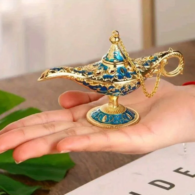 Large/small size Genie Magic Lamp Aladdin European Ornament Vintage Home Russian Ing Lamp Metal Decoration Crafts Home Decora