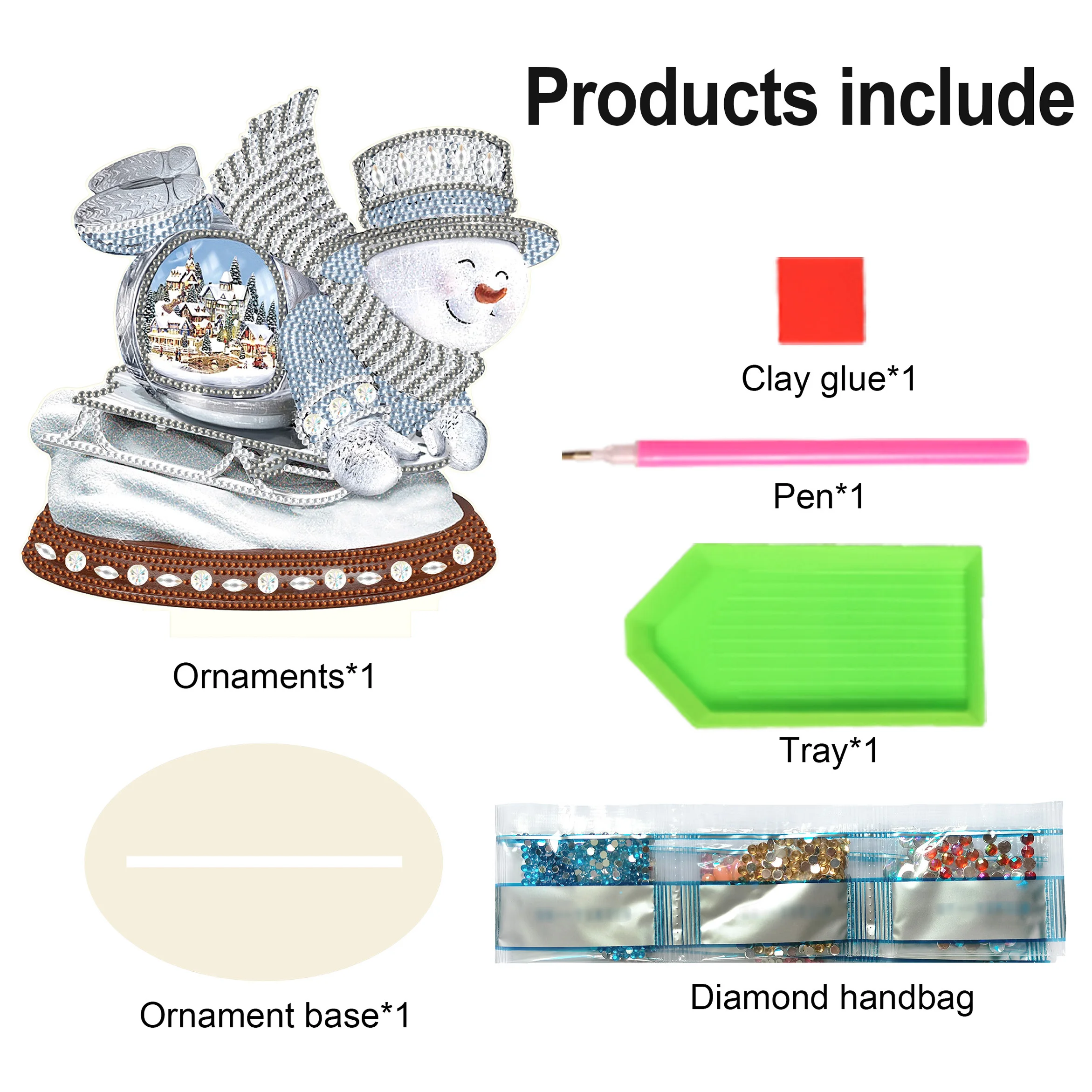 Diamond Art Painting Kit Skateboard Snowman Special Shape Diamond Art Desktop Decorate Set Crafts Home Christmas Desktop Gifts