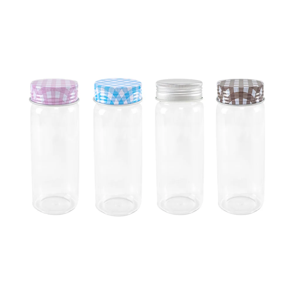 

6Pcs 150ml Lovely Clear Glass Vials with Pink Brown Blue Silver Aluminum Cap Gifts Crafts Candy Food Cans Empty Cosmetic Jar