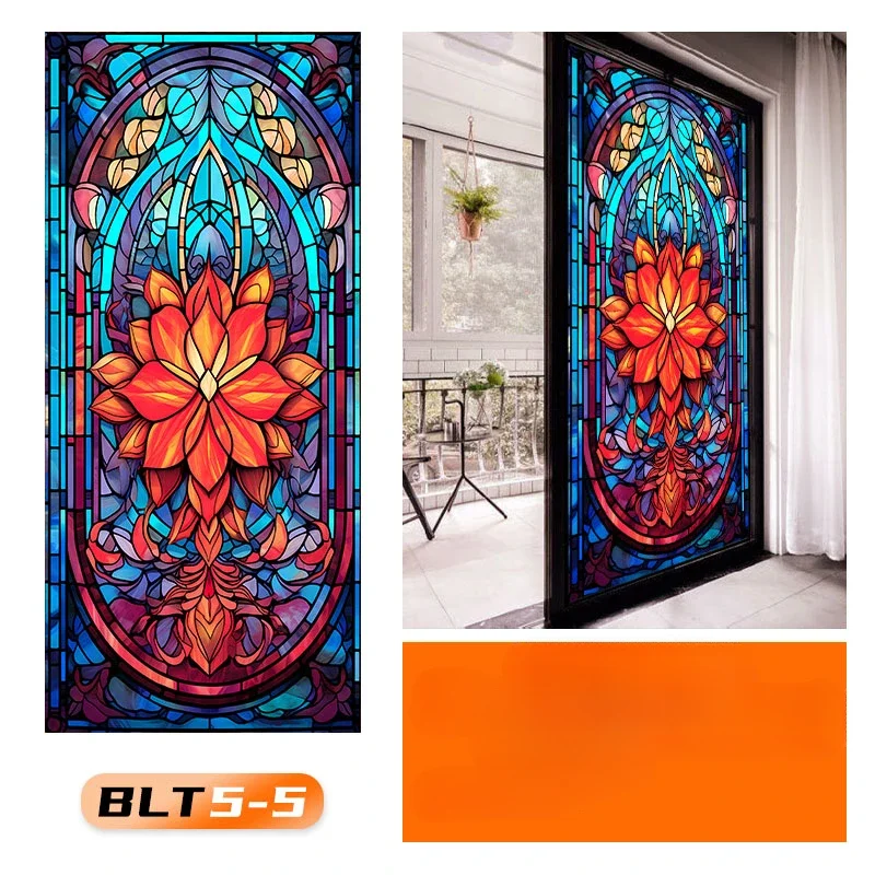 Película Decorativa De Privacidad Para Ventana, Diseño De Catedral, Sin Pegamento, Bloqueo UV, Calcomanías De Control De Calor Para El Hogar Y La Oficina, 19.68 X 55.11 Pulgadas