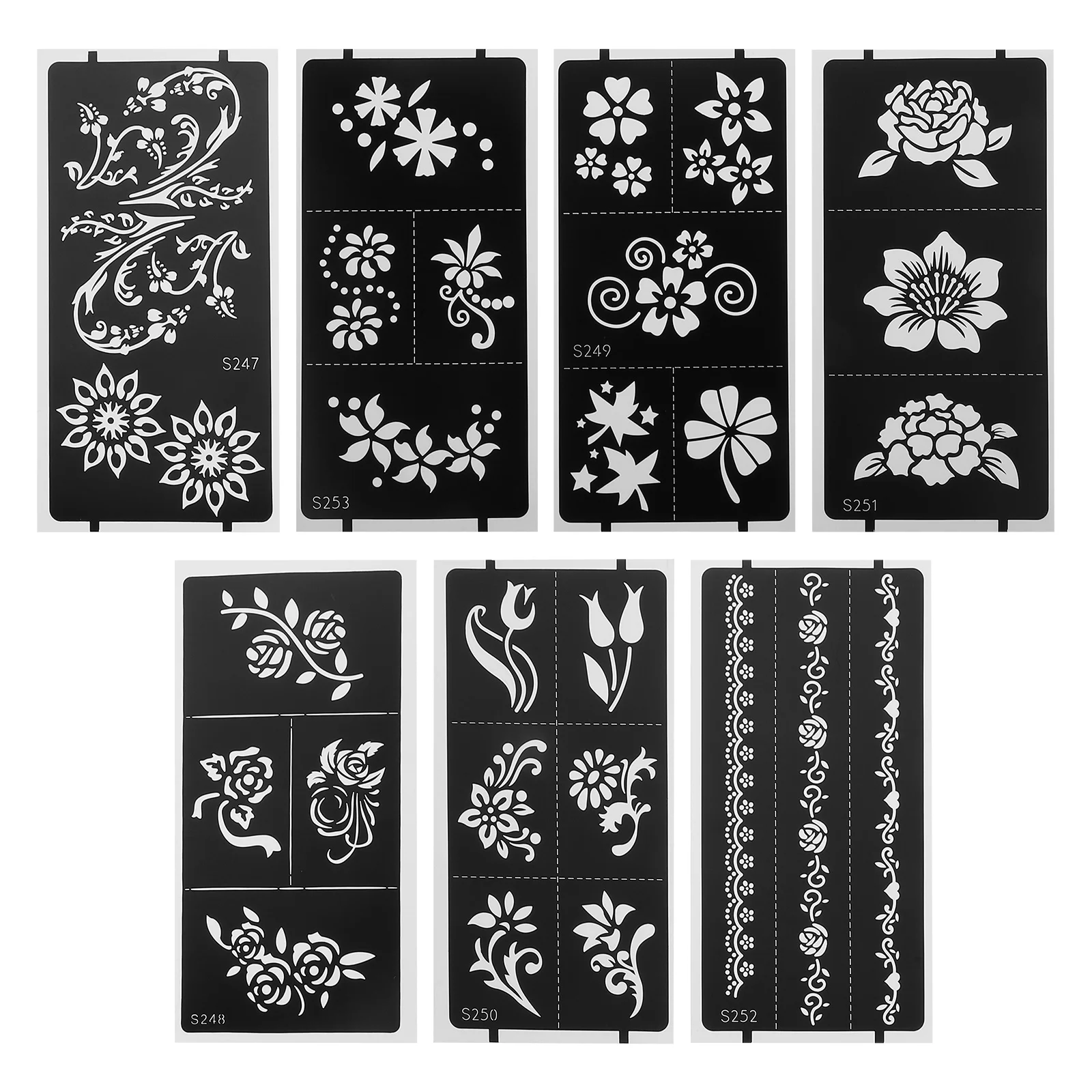 7 PCS Floral Stencil Body Tattoos Stencils Brow Tattoo Sticker Stencil