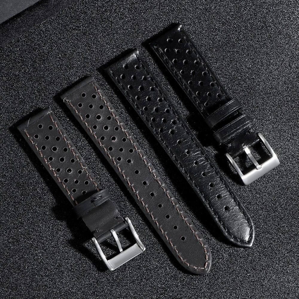 Elegant Cowhide Leather Watch Strap – Soft, Breathable, Retro Design