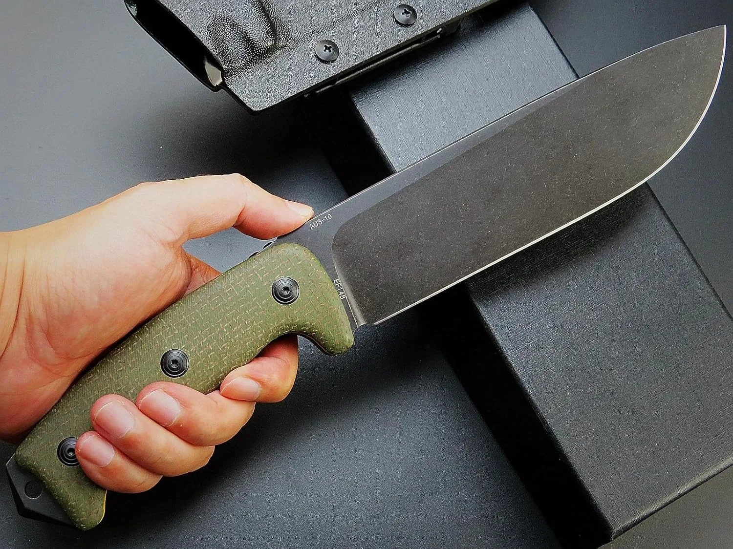 Eafengrow EF148 Fixed Blade Knife Micarta Handle AUS-10 Steel Blade Full Tang EDC Straight Knife for Outdoors Camping Bushcraft 6