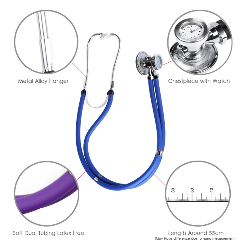 Professional Medical Fetal Blood Pressure Heart Monitor Sprague Rappaport Dual Head Cute Stethoscope Watch Clock Doctor
