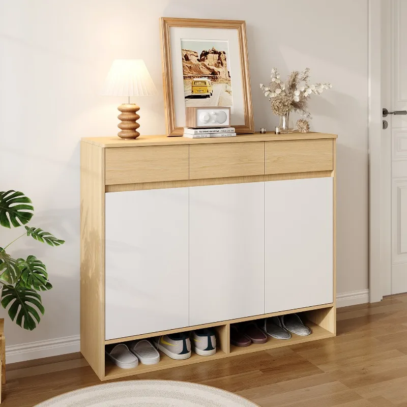 Modern Cream Style Shoe Cabinet Minimalist Entryway Storage Cupboard Home Furniture Organizer Design Elegant Aesthetic Decor