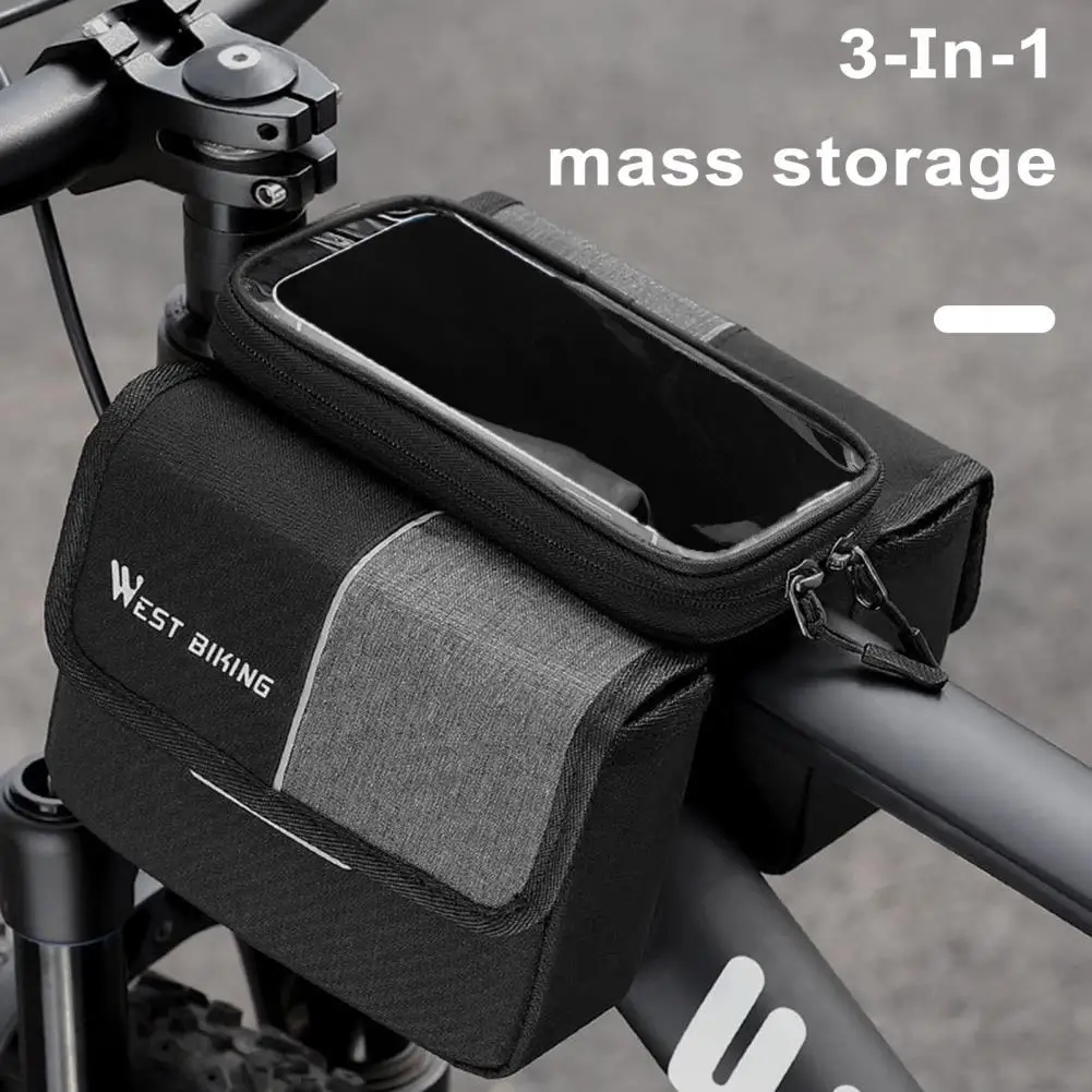 

Cycling Organizer Bag Waterproof Bicycle Front Frame Bag with Capacity Touch Screen Phone Pouch Ideal for Mtb Cycling Bicycle