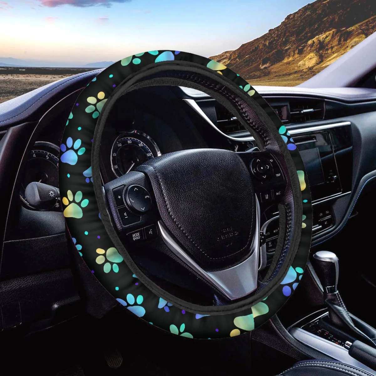 Cute Cartoon Dog Paws Coprivolante Per Auto Decorazione D'Interni Per Auto Accessori Per Veicoli Lavabili Elastici Di Alta Qualità