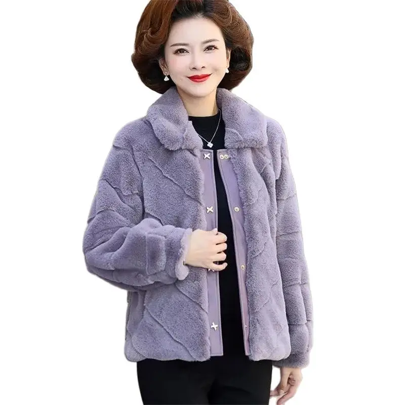

Middle-Aged Mother's Autumn Winter Clothes High-Grade Fashion Imitation Mink Velvet Women Coat Korean Temperament Thick Jacket