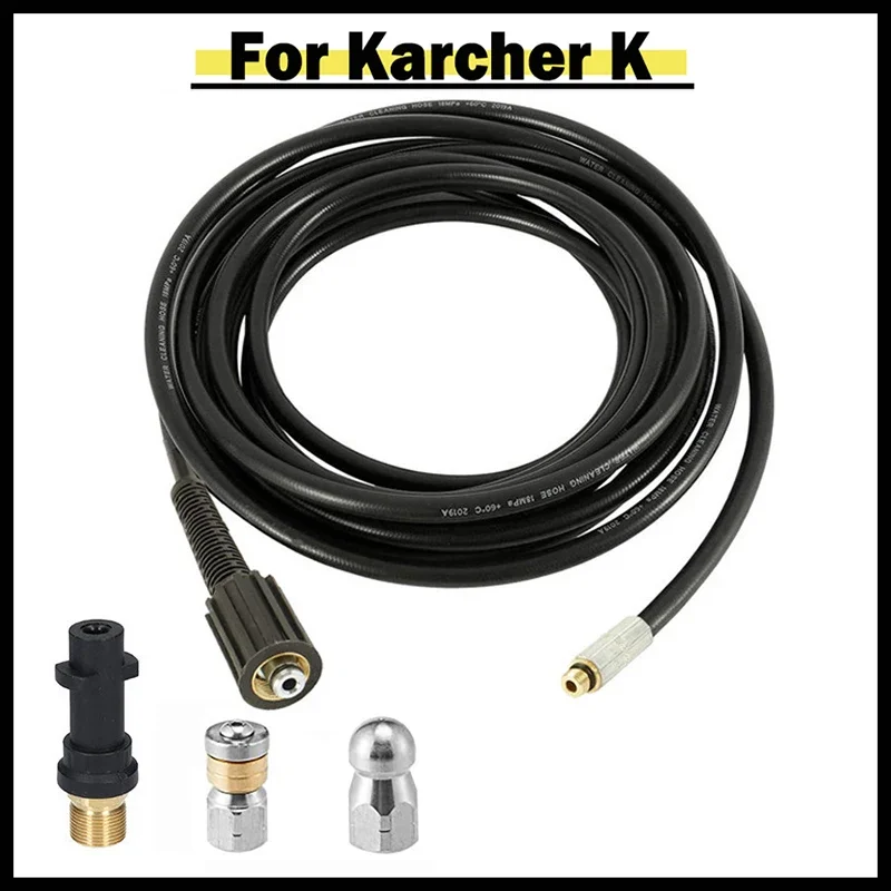 Pressure Washer Hose Sewer Drain Water Cleaning Hose Pipe Cleaner Kit Female M22 to1/4 Rotating Jet Nozzle For Karcher High Pressure Washer Hose