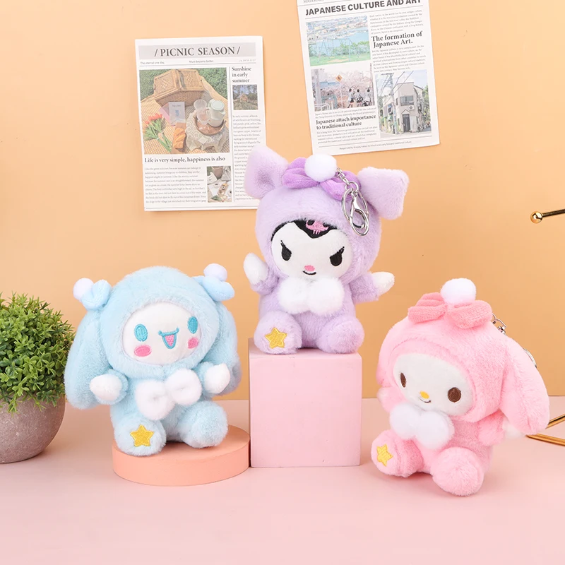 

Sanrio плюшевая игрушка-брелок кукла кавайная Hello Kitty Мелоди Коричный мультяшный рюкзак подвеска Украшение для женщин подарок для студенток