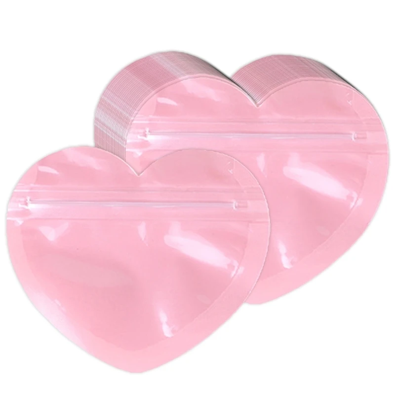 

50Pcs Self Sealing Jewelry Pouches Heart Bag Jewelry Durable Zipper Lock Convenient Cookie Packaging Bag
