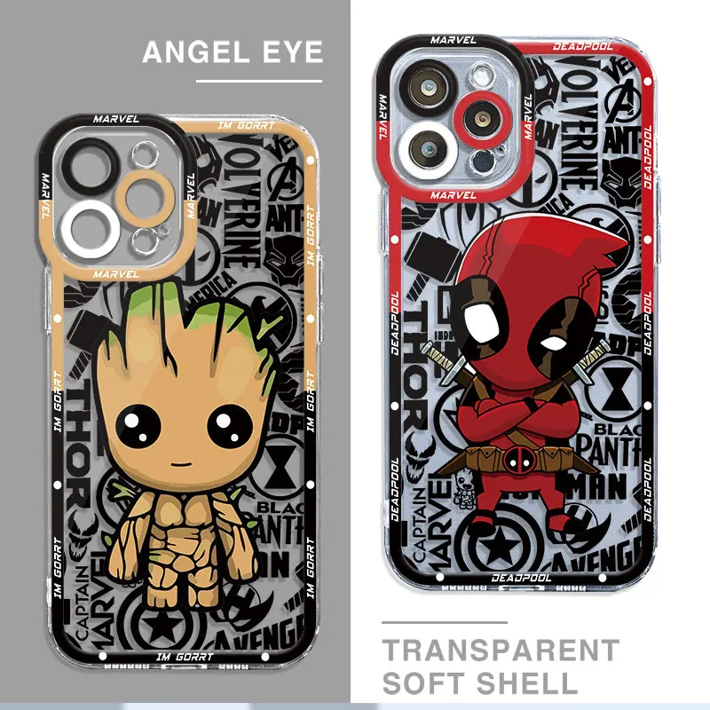 Custodia In Silicone Trasparente Per Motolora Moto G52 Edge 40 5G G22 G72 G73 G71 G32 Marvel Groot Deadpool Capa Cover