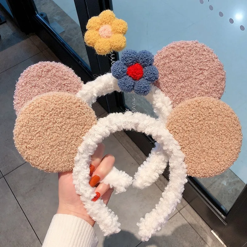 

2023 New South Korean Net Red Cute Bear Ears Flower Hair Band Female Face Wash All Go Out Non-slip Head Band Temperament Hair