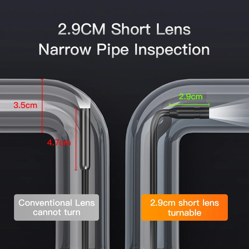 Endoscope Camera INSKAM 4.3 Inch IPS Screen Industrial HD1080P Single Lens Pipe Inspection Borescope for Checking Car Sewer