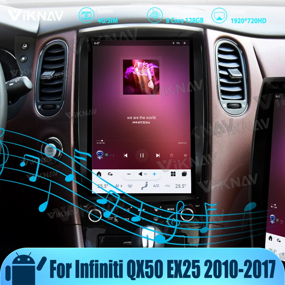 

Upgrade Android 11.0 Autoaudio For Infiniti QX50 EX25 2010-2017 Wireless Car Radio 12.1 inch Touch Screen Stereo 8+128GB Player