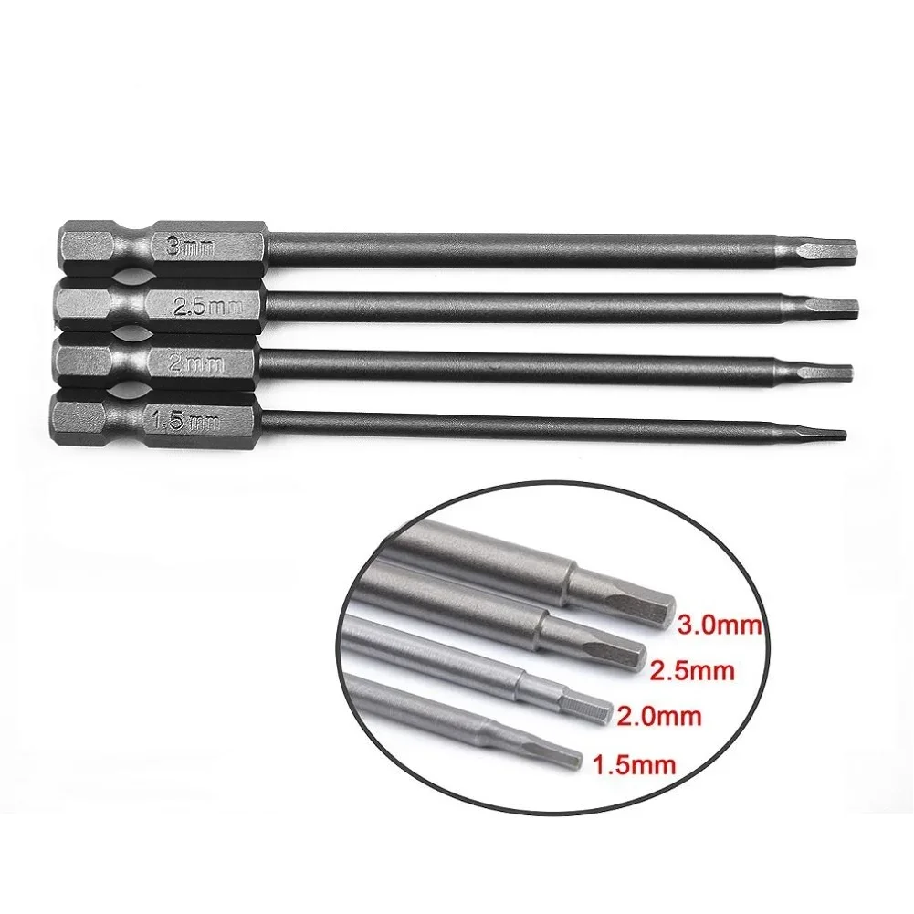 4pcs Alloy Steel Hex Screwdriver 1/4 Inch Hex Shank Magnetic Head