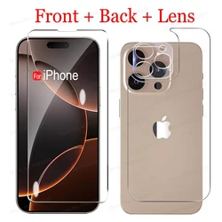 Premium Dual - Sided Tempered Glass Screen Protector Film - Front Back Lens (For iPhone 15)