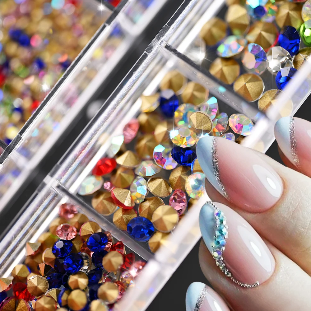 Cheap 1 Box Nail Rhinestones 3D Gems Nail Crystal Glitter Mix Size Colorful  Diamonds Shiny Jewelry for Nail Gel Polish Nail Art Tools Nail Design DIY  Kit