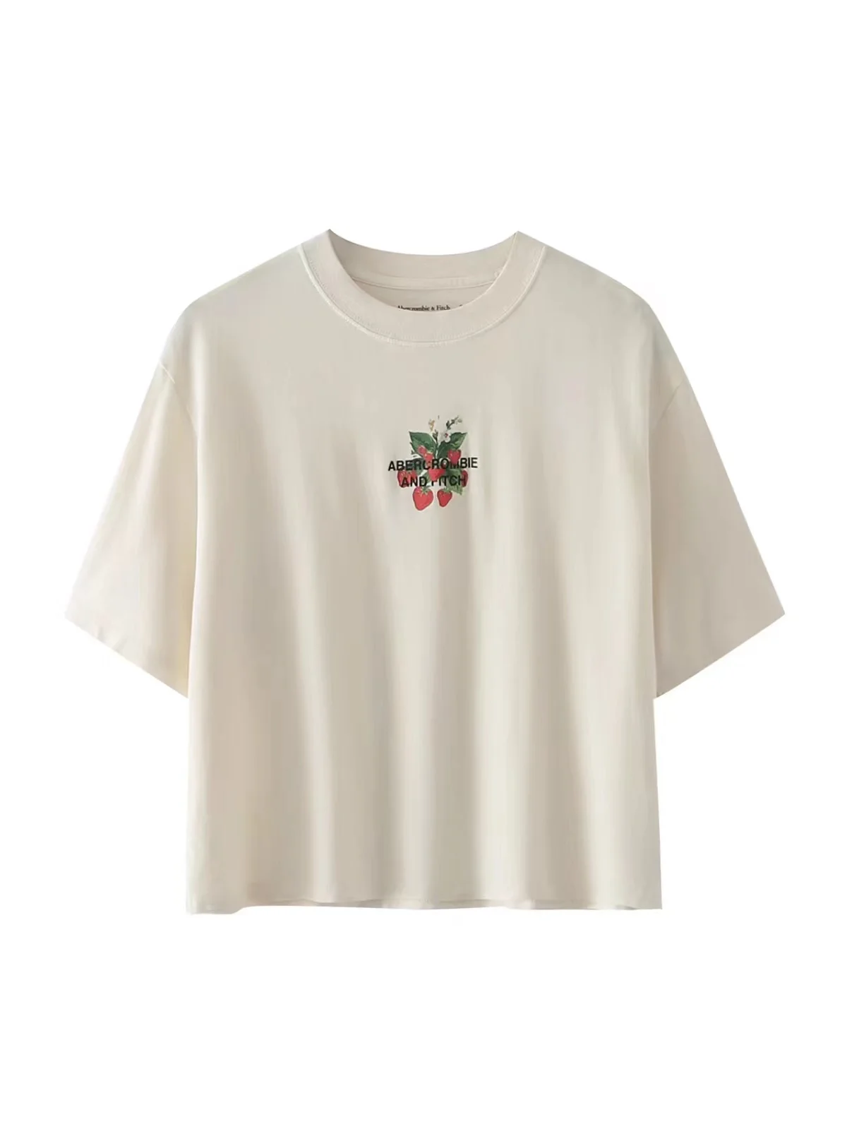

UNUTH Sweet Girls White Strawberry Print 2022 Summer Fashion Ladies Loose Tops Street Wear Women Casual Soft Short Tees Chic