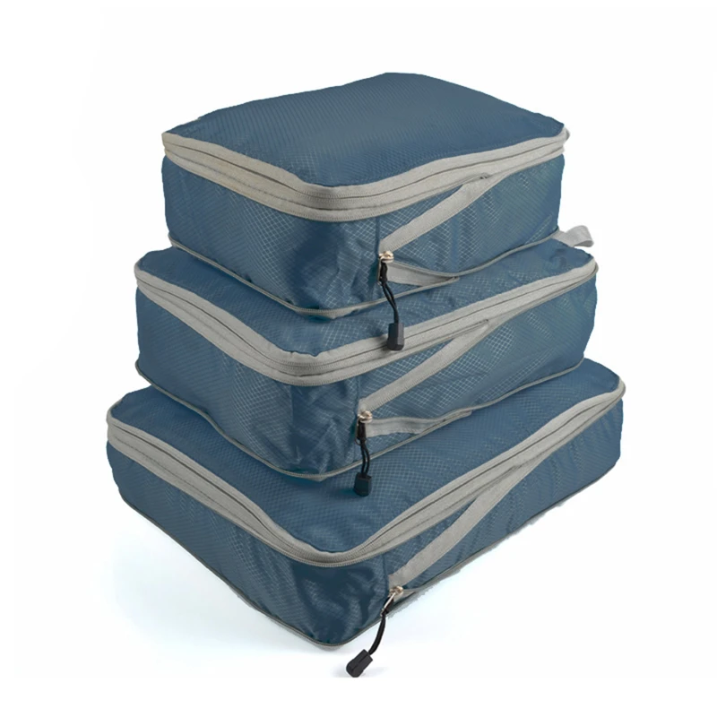 3PCS Compressed Packing Cubes Travel Storage Organizer Set Mesh Visual Luggage Portable Convenient Lightweight Suitcase Bag storage bag travel bags clothes storage bags