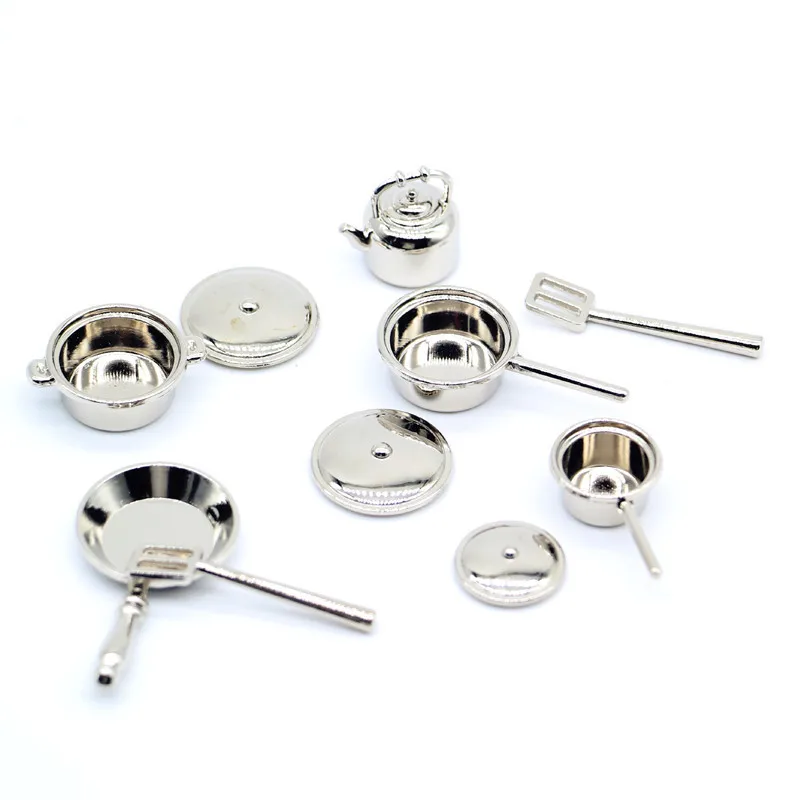 

USER-X Dollhouse Food Play Miniature Scene OB11 Kitchen Utensils Alloy Plates Kitchen Utensils Ornaments Doll House Accessories