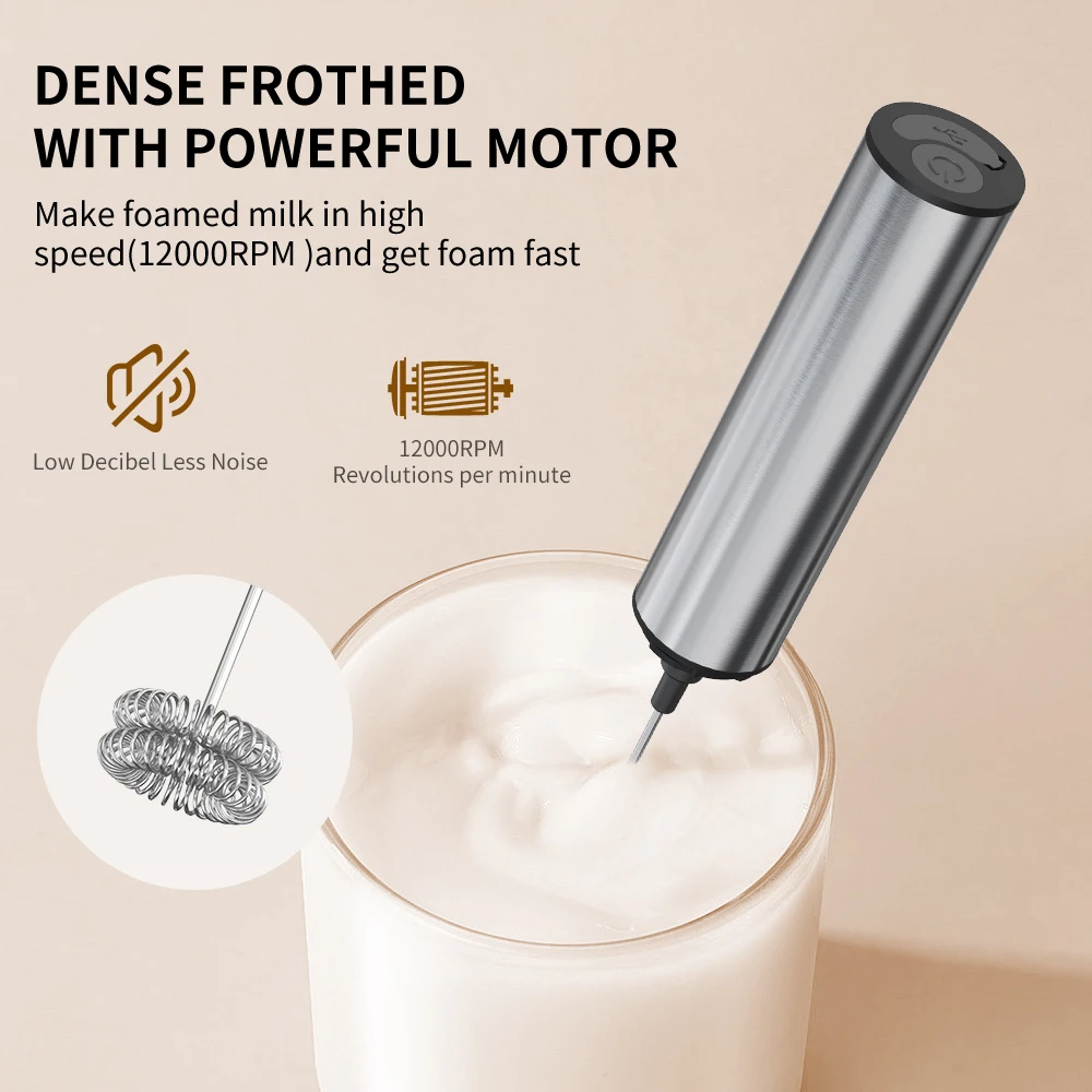 Rechargeable Electric Milk Frother & Drink Mixer 4