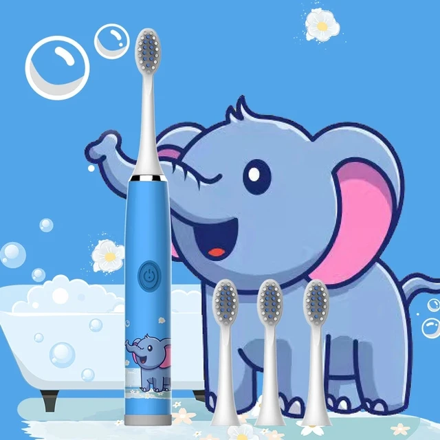 Sonic Children Electric Toothbrush Rechargeable Colorful Cartoon Brush For Kids Automatic IPX7 Waterproof With Replacement Head 2