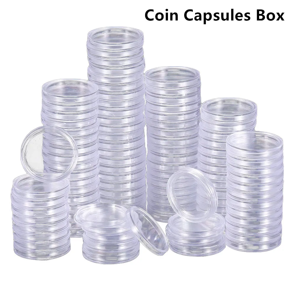 16-46mm Coin Capsules Box Clear Plastic Coin Holder Coin Collecting Box Case For Coins Storage Capsules Protection Box Container