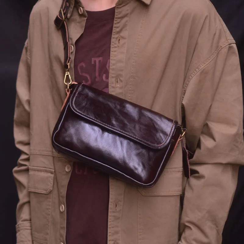 

Сумка AETOO винтажная ручной работы, стильная сумочка через плечо из нейтральной кожи, повседневный мессенджер из растительного дубления