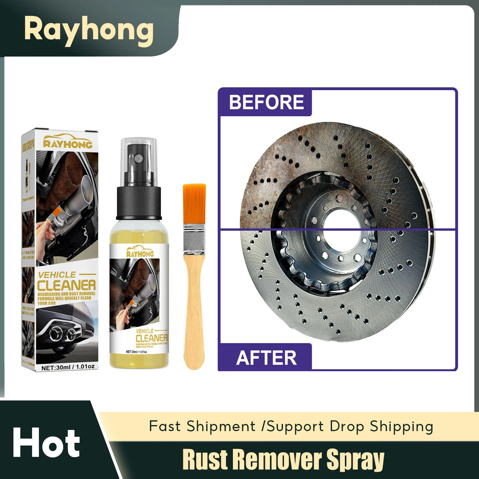 

Rust Remover Spray Multifunctional Metal Chrome Paint Car Removal Stain Prevent Corrosion Permanently Brighten Rust Clean Spray