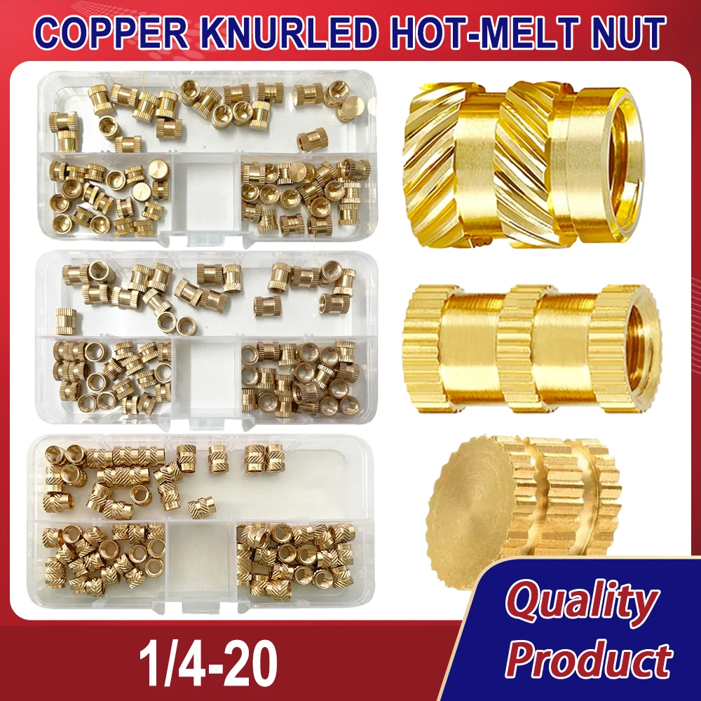Latão Roscado Inserir Porca Calor Serenado Hot Melt Moldagem Injeção Incorporado Porca de Cobre de Impressão 3d 60 Pcs Conjunto 420 Polegada Tamanho