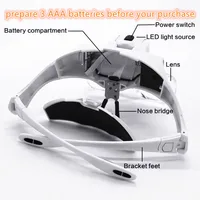 Magnifying Glasses Reading Jeweler Watch Illuminated Magnifier 5 Lens 2 Led Lights Adjustable Headband Eye Loupe Magnifier 6