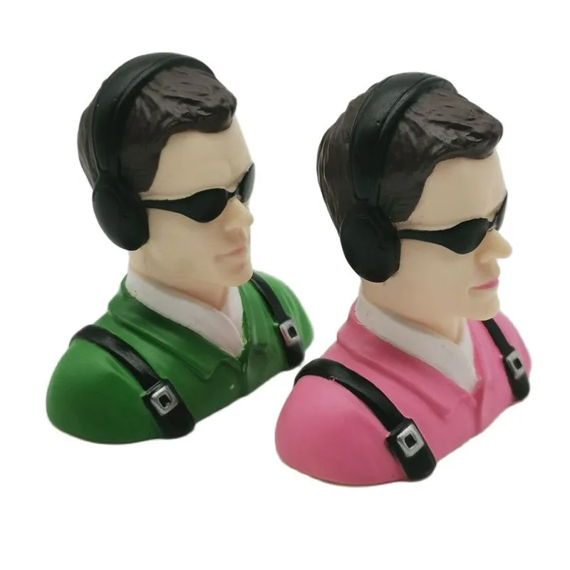 1/6 Scale Civil Pilot Figure with Glasses - Collectible Toy in Pink and Green