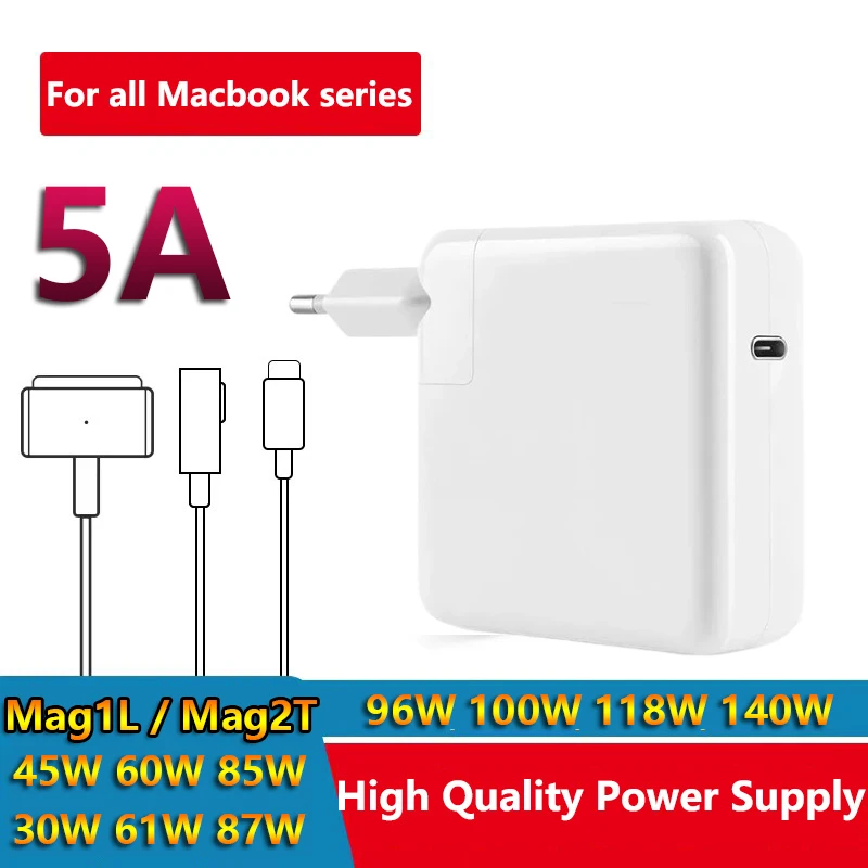 Адаптер питания для Macbook Air Pro 45 Вт 60 Вт 85 Вт Magsaf * 3 2 1, магнитное зарядное устройство A1466, совместимое с зарядными устройствами Macbook, Type c PD 96 Вт