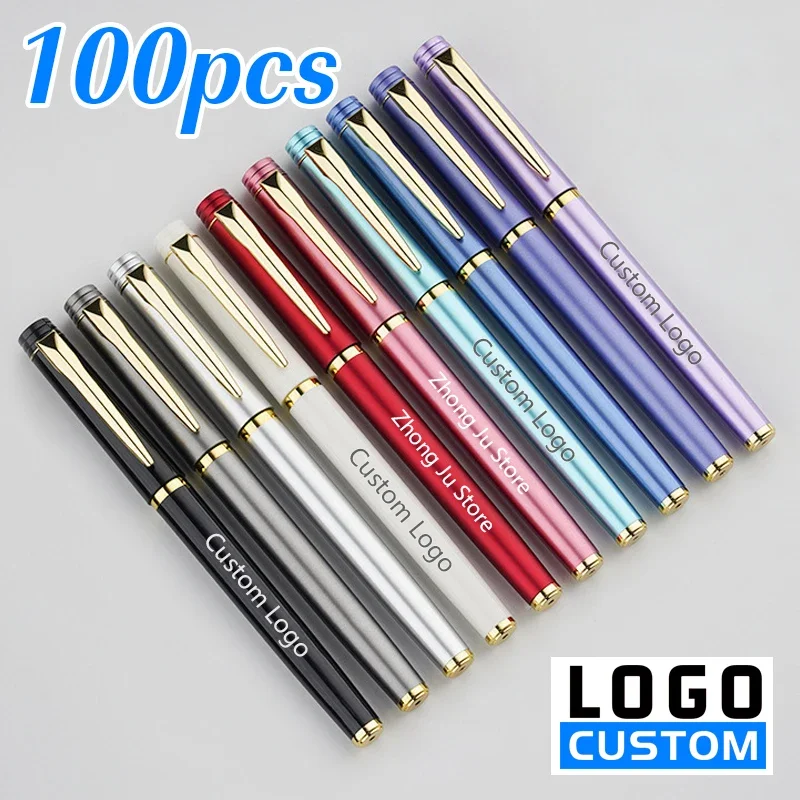 

100pcs High-end Metal Texture Signature Pen Custom LOGO Business Office Meeting Ballpoint Pen Advertising Gift Gel Pen Wholesale