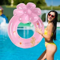 Swimming Ring Swim Circle with Daisy Decor Pool Foats Adult Kids Inflatable Pool Tube Giant Float Boys Girl Water Toy Swim Laps 1
