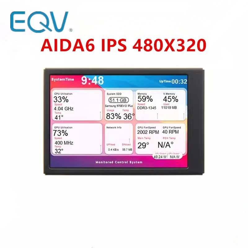 AIDA64 3,5 дюймов IPS Type-C вторичный экран компьютер ЖК-монитор дисплей USB динамический дисплей Sub-Screen CPU GPU RAM HDD Graphics