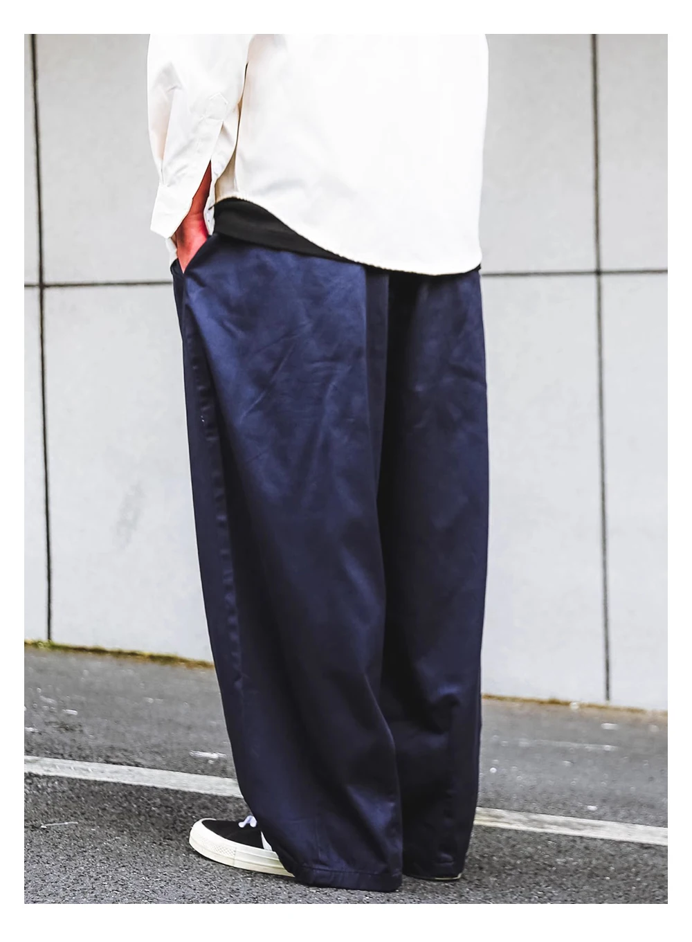 Solid Color Wide Leg Cargo Pants Mens Baggy Pleated Streetwear Elastic Waist Casual Loose Trousers Men