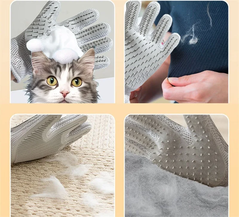 1pc Dogs Grooming Glove Silicone Fabric Cats Brush Comb Shedding Hair Gloves - PeticaDeals