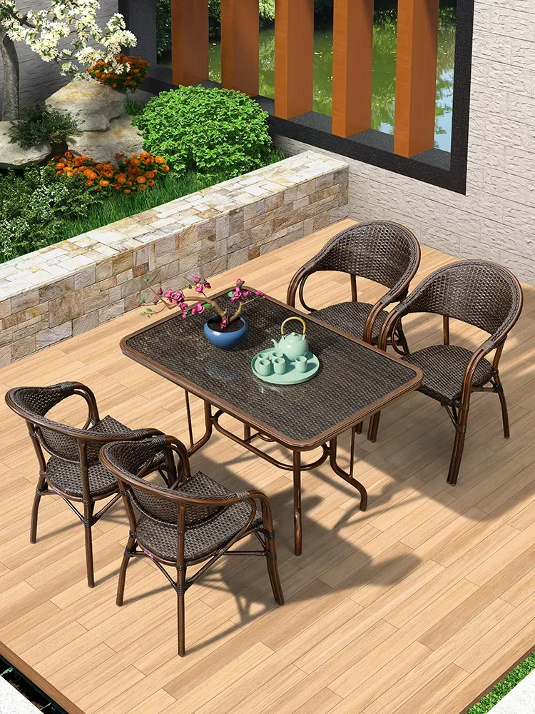 

outdoor household rattan chairs single dining table chairs rattan balcony leisure