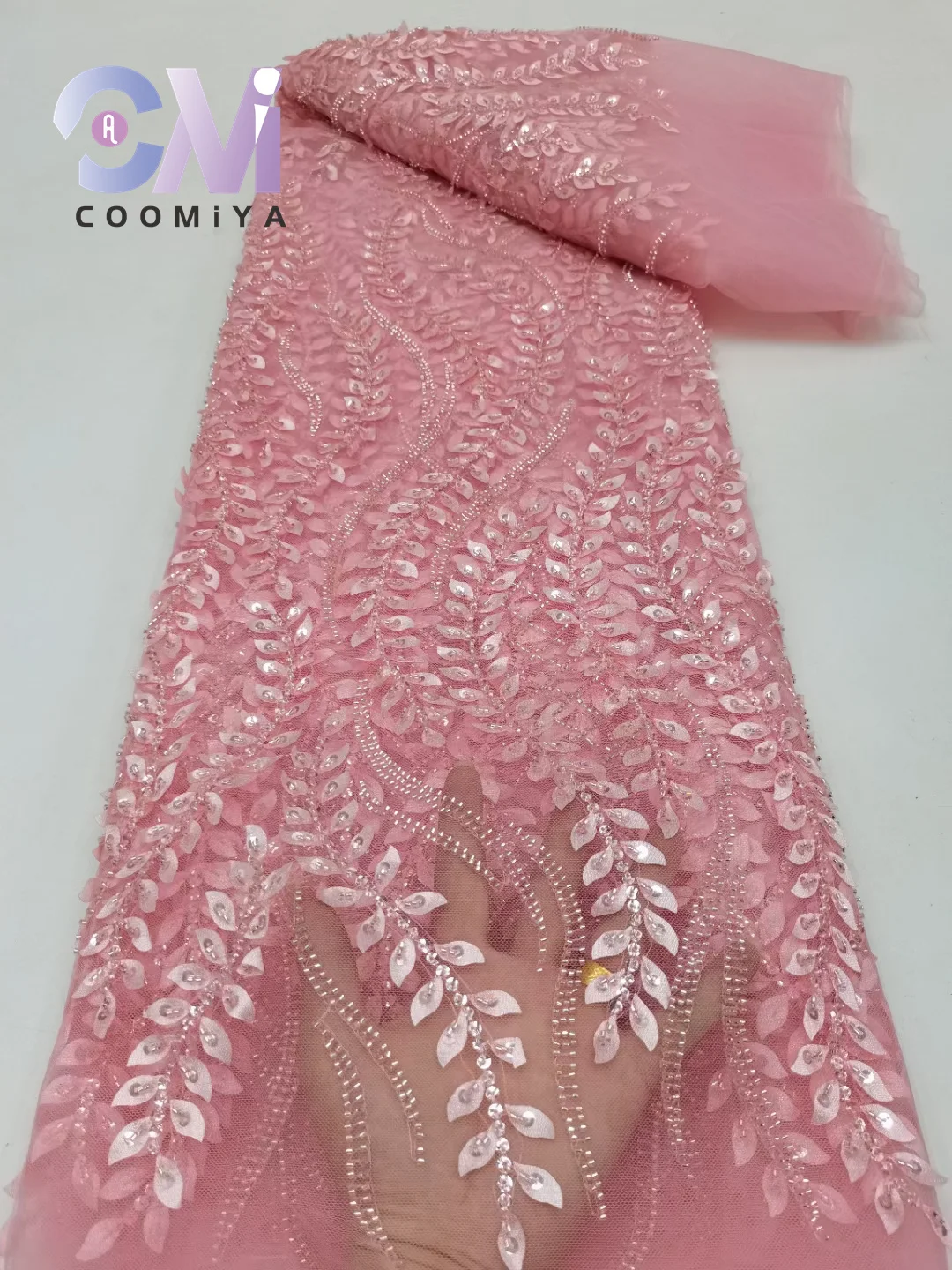 Heavy Process Flowers Lace Fabric 5Y Luxury Handmade Beads and Sequins heavy-process-flowers-lace-fabric-5y-luxury-handmade-beads-and-sequins